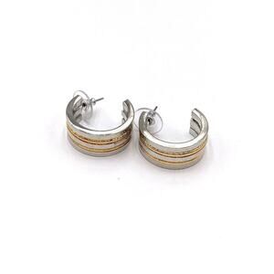Hoops Earrings Silver Tone Gold Tone Lines Fashion Statement